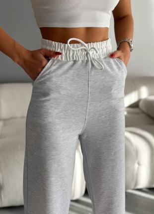 Женские современные штаны клеш на резинке высокая посадка3 фото