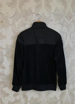 Чорна велюрна кофта світшот светр худі лонгслів олімпійка з лампасами kappa оригінал5 фото