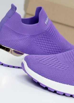 Фіолетові легкі текстильні кросівки мокасини сітка 36-407 фото