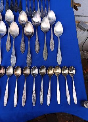 Радянські мельхіорові ложки виделки столові десертні чайні ножі ніж ссср мельхіор мнц столові прибори6 фото