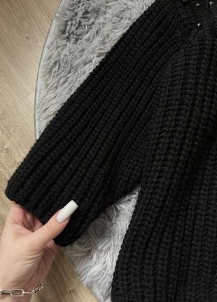 Guess черный женский свитер объемный свитерик вязкая вышитый логотип5 фото