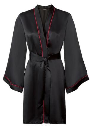 Esmara новый атласный домашний халат женский черный2 фото