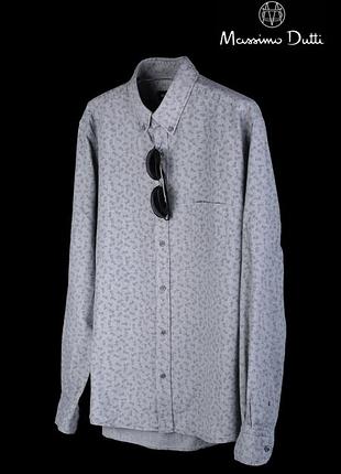 Рубашка massimo_dutti размер-l серая-в-укроп finest-fabric 35у€
