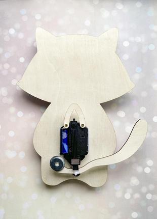 Детские часы настенные с маятником :: кот серый (33х28 см)4 фото