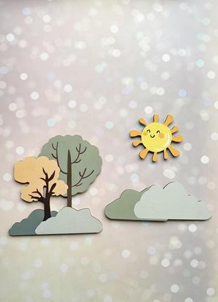 Детские часы настенные с маятником :: кот серый (33х28 см)