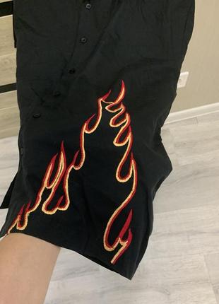 Сорочка гавайська з вогнями flame shirt hawaii y2k rock3 фото