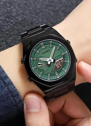 Часы наручные мужские skmei 1816bkgnbk, стильные классические мужские часы, фирменные спортивные часы4 фото