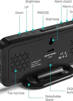 Цифровые будильники edup love, электронные зеркальные часы со светодиодной подсветкой, режим повтора8 фото