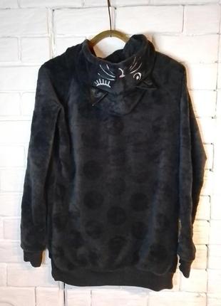 Толстовка велюр, капюшон котенок