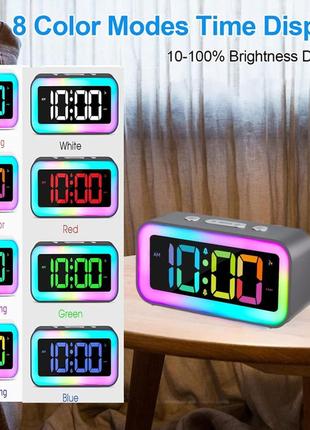 Sujahhujiq цифровой будильник, цветной цифровой будильник rgb с регулируемой яркостью3 фото