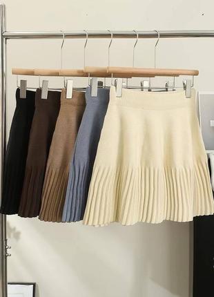 Изящная короткая юбка-плиссе, с эластичной резинкой, на высокой посадке5 фото