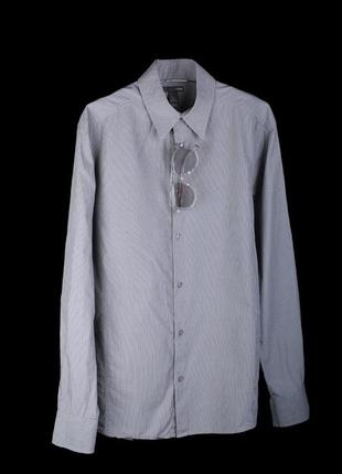 Элегантная классическая рубашка от h&m серая в т.серую тонкую полоску размер-l 180-104a 30у€7 фото