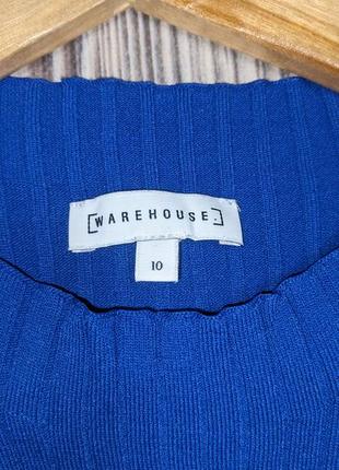 Синий свитер в рубчик с голыми плечами warehouse #33055 фото