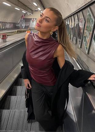 Топовый топ женский из эко кожи 🤌