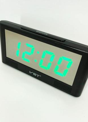 Часы электронные настольные vst-732y с зеленой подсветкой, электронные настольные часы light8 фото