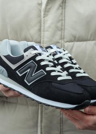 Мужские кроссовки new balance 574 black white 42-44-45-46