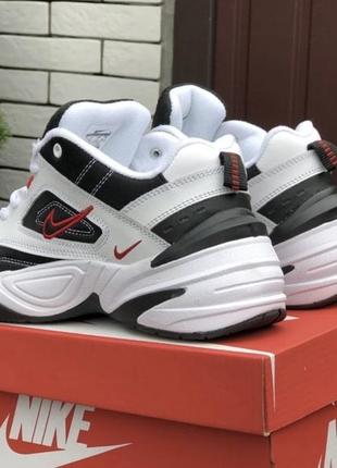 Кросівки nike m2k tekno (monarch) white black red / кожаные демисезонные кроссовки найк текно белые с чёрным и красным4 фото