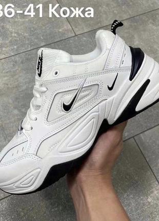 Кросівки nike m2k tekno (monarch) white black red / кожаные демисезонные кроссовки найк текно белые с чёрным и красным5 фото