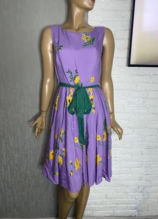 Винтажное платье миди платье в цветочный принт s-m1 фото