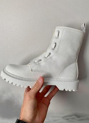 Ботинки dr. martens 1460 white lux белый цвет термо (36-40)💜3 фото