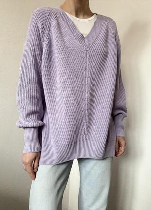 Лавандовий светр бавовна джемпер оверсайз лавандовий пуловер реглан лонгслів коттон кофта7 фото