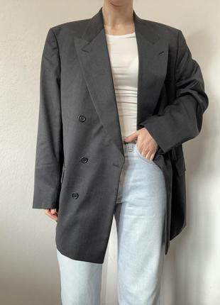 Шерстяной пиджак двубортный жакет графитовый блейзер брендовый пиджак винтажный жакет двубортный блейзер3 фото