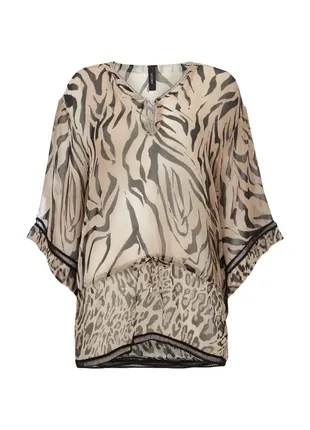 Шелковая блуза туника marc cain р. m-l шелк, блузка, премиум, леопардовая3 фото