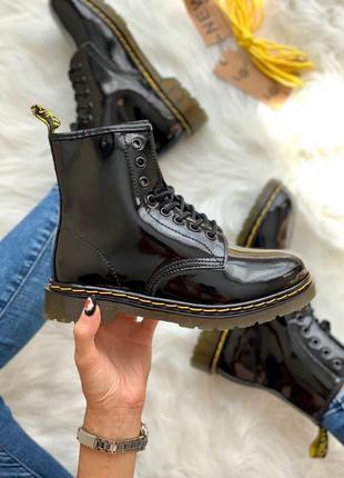 Лакированные ботинки dr. martens 1460 lacquer черный цвет термо (36-40)💜9 фото