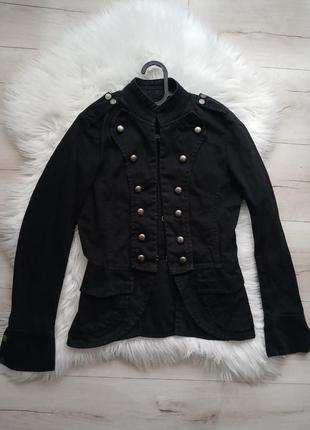 Черный жакет пиджак мундир женский гусецкий1 фото