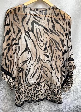 Шелковая блуза туника marc cain р. m-l шелк, блузка, премиум, леопардовая8 фото