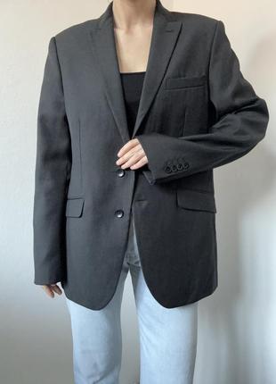 Шерстяной пиджак черный жакет шерстяной блейзер черный пиджак винтажный жакет оверсайз2 фото