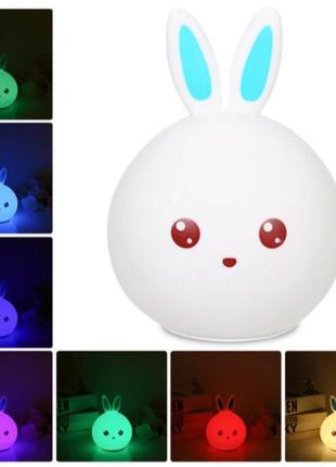 Силиконовый ночник светильник зайчик детский led лампа 7 цветов с аккумулятором3 фото