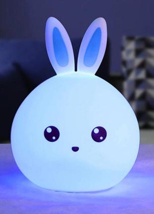 Силиконовый ночник светильник зайчик детский led лампа 7 цветов с аккумулятором9 фото