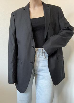 Черный пиджак оверсайз жакет оверсайз блейзер черный пиджак винтажный жакет шерсть пиджак vintage black jacket1 фото
