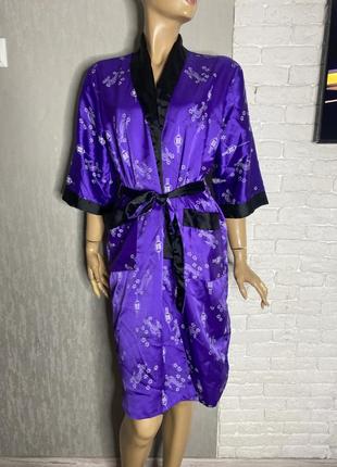 Сатиновый двусторонний халат в японском стиле.3 фото