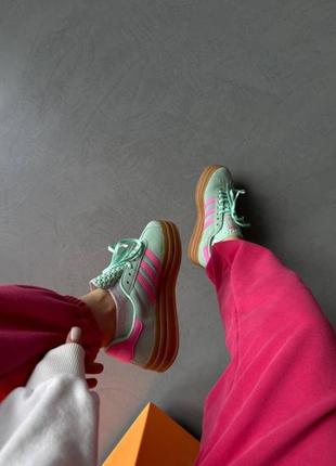 Жіночі кросівки adidas gazelle bold mint/ pink2 фото