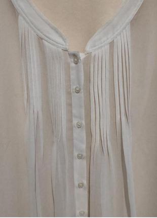 Женская блузка шифоновая рубашка на пуговицах прозрачная белая3 фото