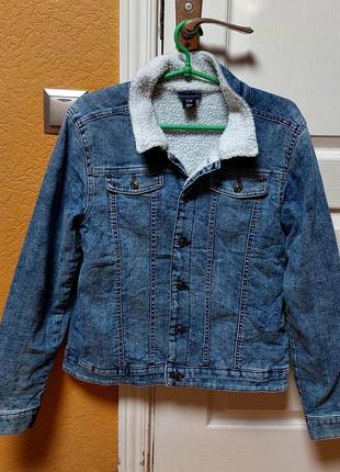 Демисезонная джинсовая куртка теплая denim р 12-13 лет(158см)