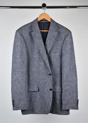 Hugo boss pure linen оригінал чоловічий піджак блейзер лляний синій розмір 52 xl1 фото