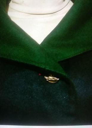 Пальто женское цельнокоричневое с капюшоном, демисезонное,темно синего цвета с темно зелеными вставками, натуральная шерсть2 фото