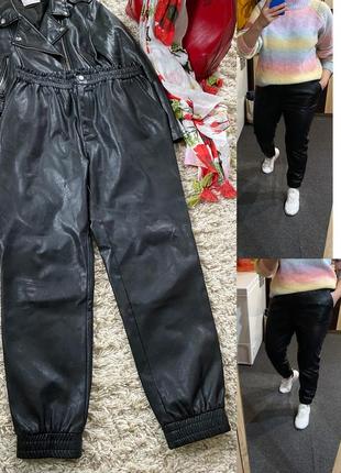 Базовые черные кожаные штаны джогеры ,,promod,p.m-l