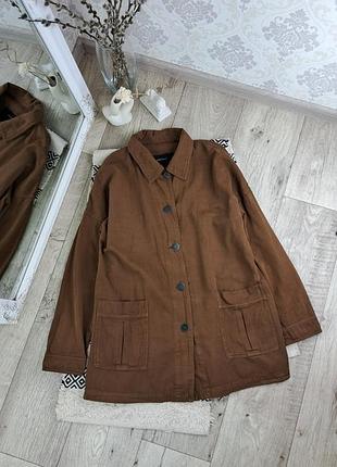 Брендовая стильная плотная рубашка куртка-ветровка zara🤎
