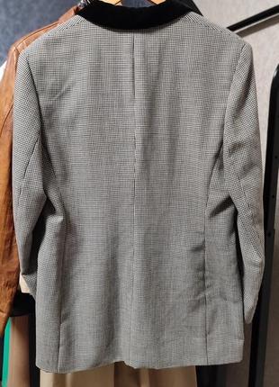 Стильный жакет гусиная лапка с бархатным воротничком5 фото