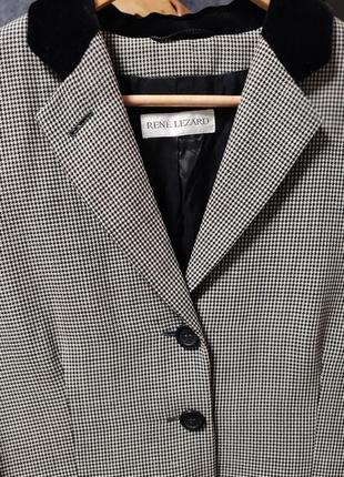 Стильный жакет гусиная лапка с бархатным воротничком4 фото