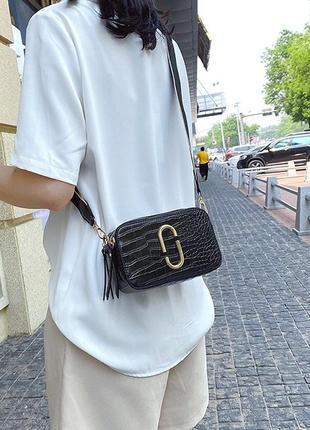Женская мини сумочка клатч рептилия в стиле marc jacobs, маленькая сумка на плечо крокодил7 фото