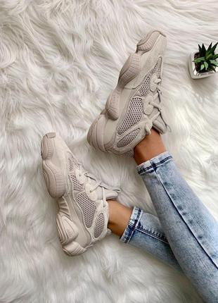 Кроссовки adidas yeezy boost 500 blush бежевый цвет замша (36-40)💜2 фото