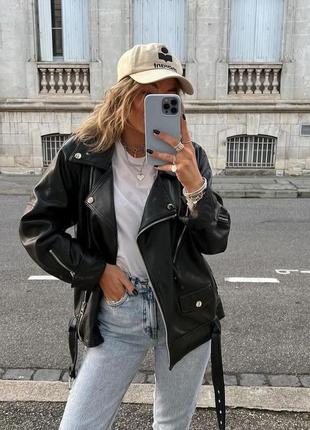 Косуха оверсайз куртка шкіряна zara xs 34