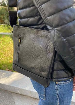 Модная мужская кожаная сумка планшетка через плечо6 фото