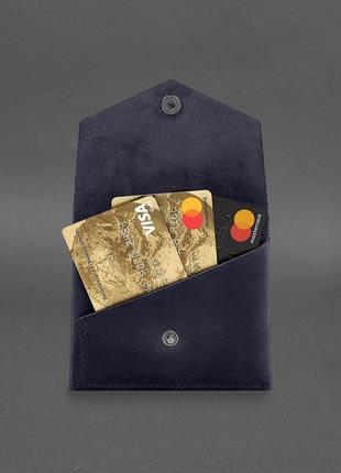 Шкіряний гаманець mini 3.0 (кард-кейс) синій crazy horse2 фото