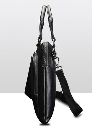 Мужская сумка портфель для документов а4, мужской портфель для работы, офисная сумка пу кожа черная коричневая5 фото